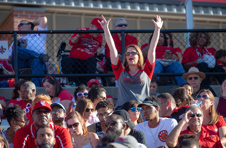 Fans cheer on the Ragin' Cajuns at Cajun Field