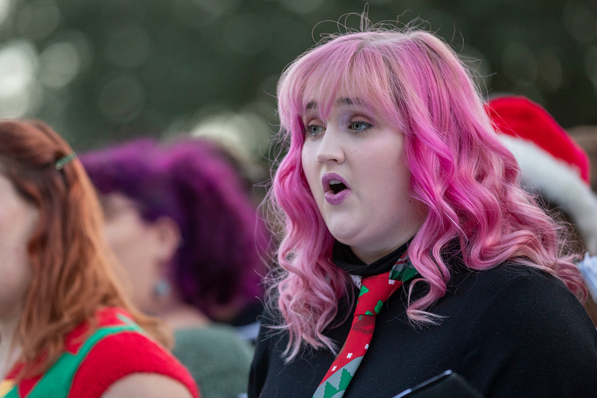 University of Louisiana at Lafayette music major Madison Russell singing during a performance on campus