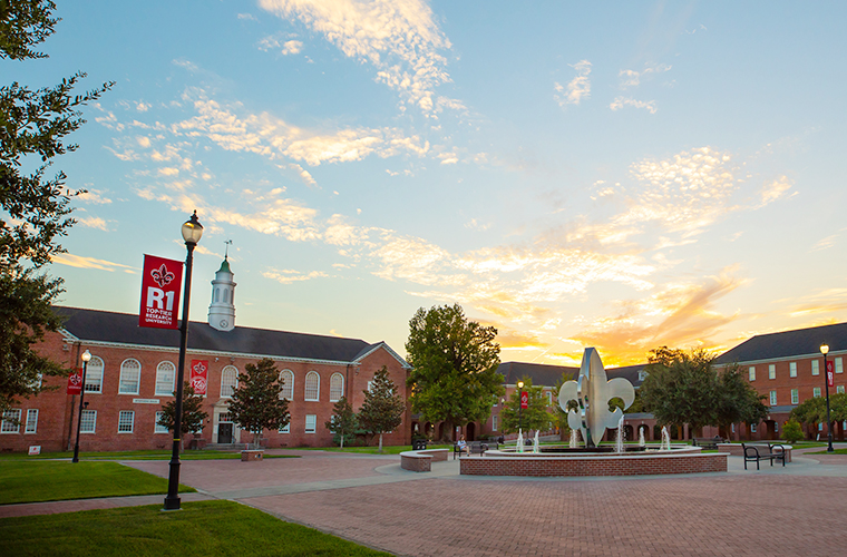 UL Lafayette Quad at sunset