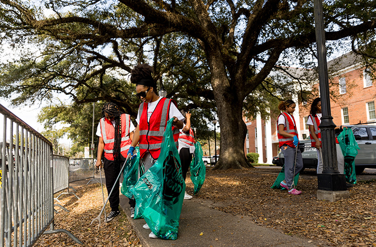 Post-parade clean-up crew 