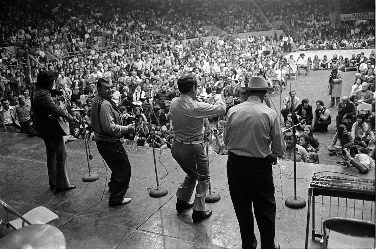 Nathan Abshire and the Balfa Brothers play at Blackham Colliseum in 1974 at what has become the first Festivals Acadiens et Creoles.