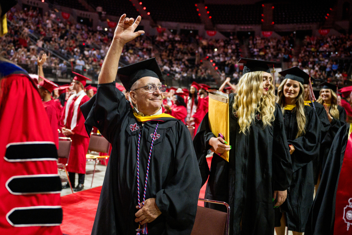 Gordon Eatley headed to the stage at graduation