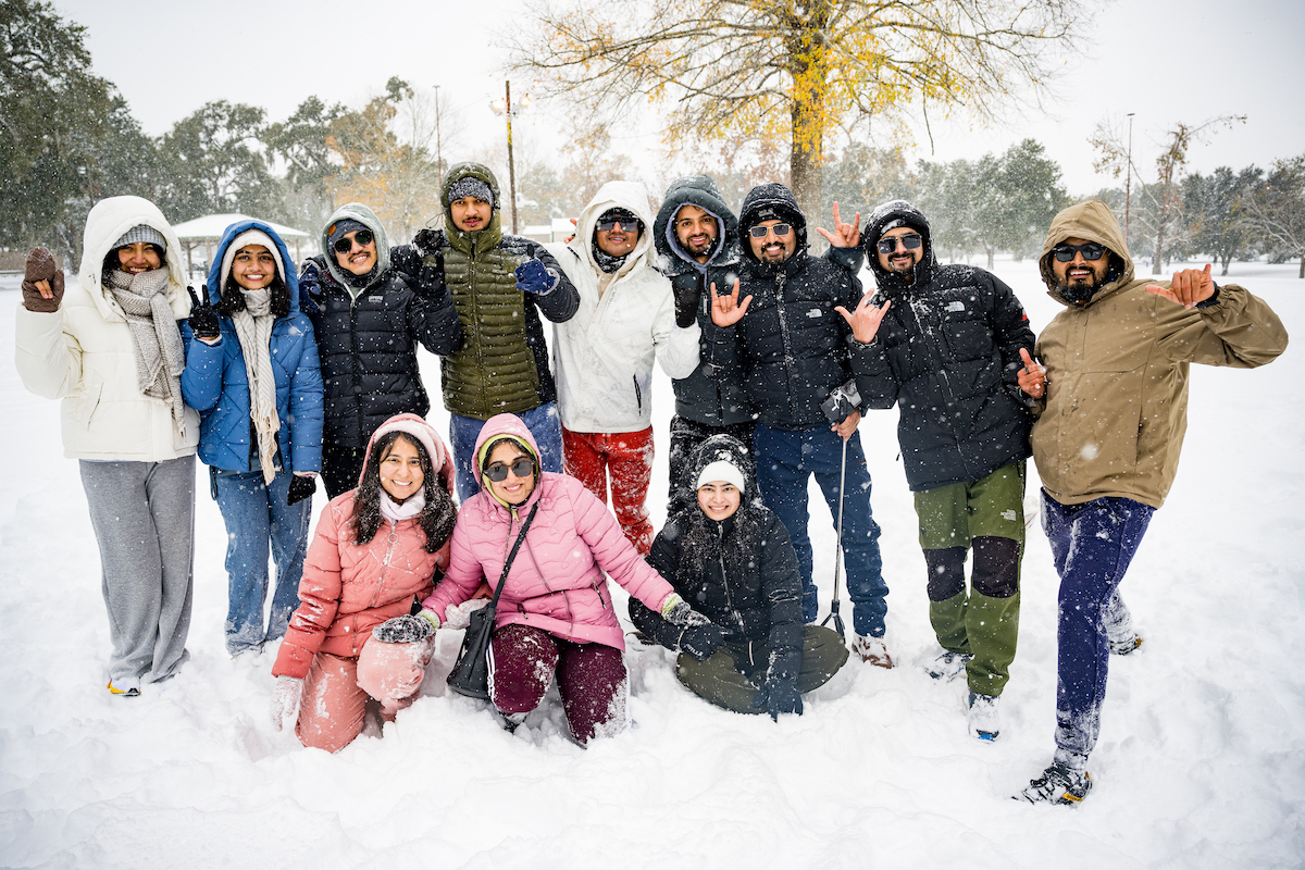 Students gather in Girard Park to enjoy the snow left by the blizzard of 2025.