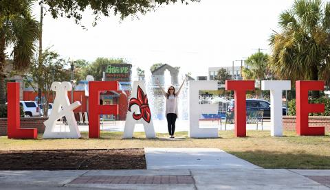 Y Lafayette sign downtown Lafayette Louisiana