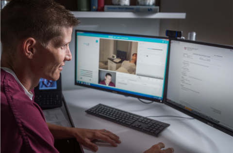 Marcus Montet, nurse practitioner, pictured at a telemetry station.